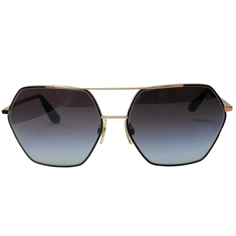 Dolce & Gabbana DG2157 Aviator Sunglasses Black Gold Gray 59-15 140